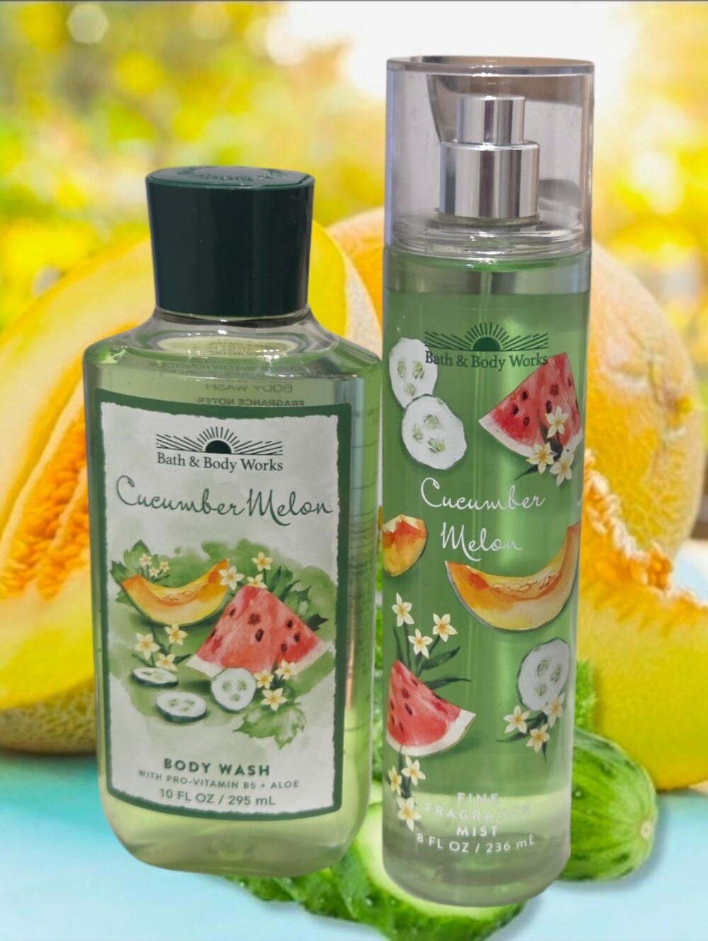 Bath & Body Works Cucumber Melon Green Body Wash & Fragrance Mist